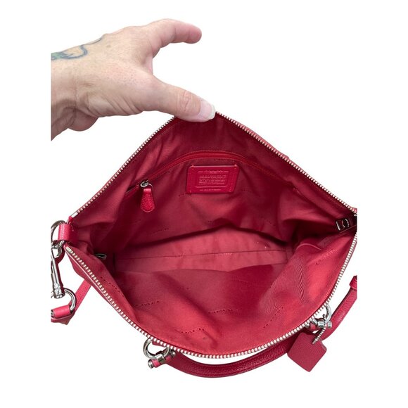 Coach Edie Womans Red Leather Pebbled Crossbody Handbag SKU 9496 - Picture 12 of 16